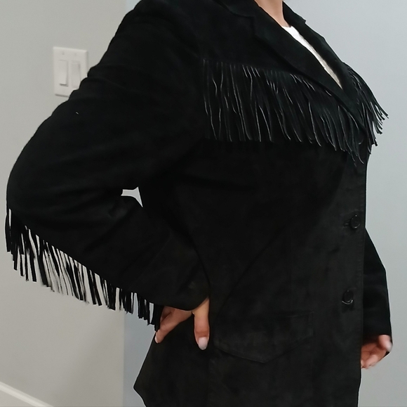 Black Suede Jacket with Fringe by [Brand] - Picture 16 of 16